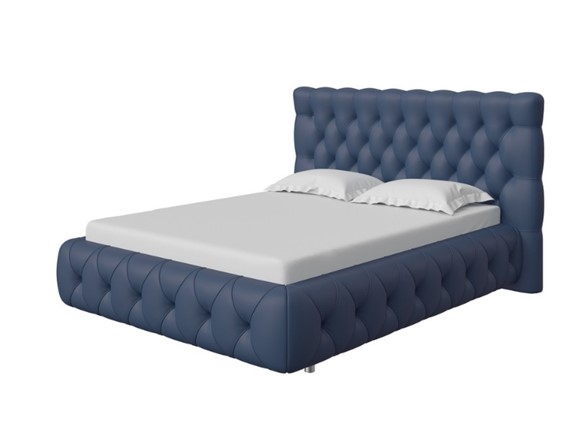 Кровать 2-спальная Castello 160х200, Экокожа (Темно-синий) в Вологде - изображение
