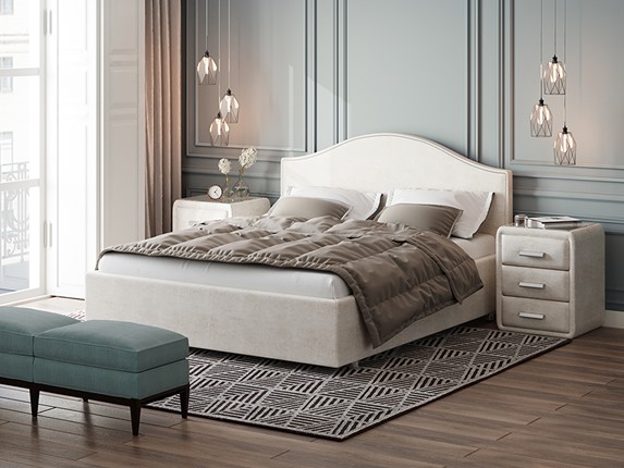 Кровать спальная Classic 160х200, Велюр (Лофти Лён) в Вологде - изображение
