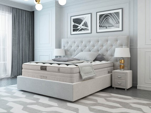 Кровать двуспальная Classic/Island M 160х200, Флок (Велсофт Дымчатый) в Вологде - изображение