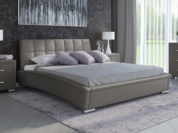 Кровать спальная Corso-1L 140x200, Экокожа (Серый) в Вологде