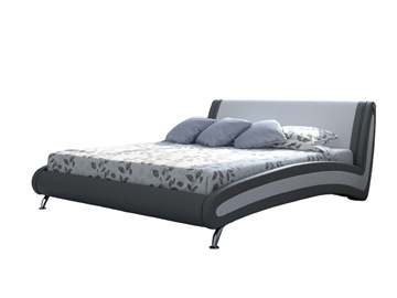 Кровать спальная Corso-2 140х200, Экокожа (Серый с белым) в Вологде
