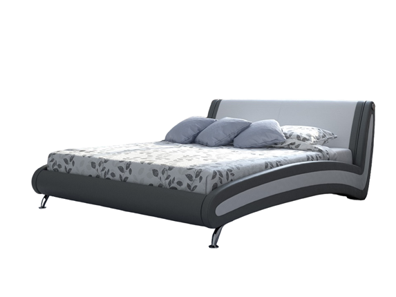 Кровать спальная Corso-2 140х200, Экокожа (Серый с белым) в Вологде - изображение