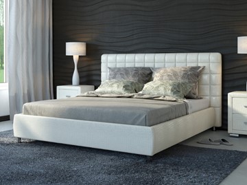 Двуспальная кровать Corso-3 180x200, Экокожа (Кайман белый) в Вологде