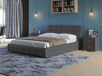 Кровать спальная Corso-6 140x200, Экокожа (Темно-серый) в Вологде