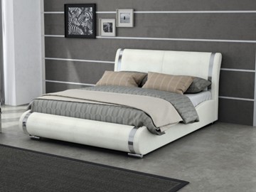 Спальная кровать Corso-8 160x200, Экокожа (Кайман белый) в Вологде