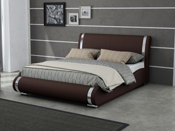 Спальная кровать Corso-8 200x200, Экокожа (Коричневый) в Вологде