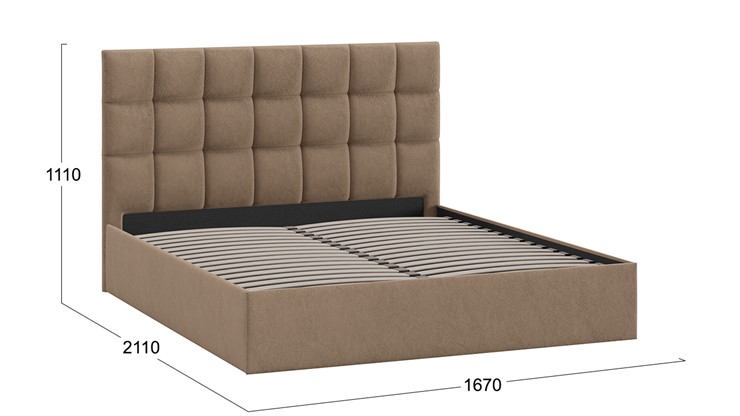 Кровать Эмбер тип 1 (Микровелюр Wellmart Latte) в Вологде - изображение 2