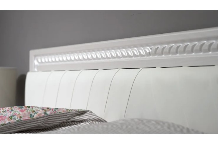 Кровать Гертруда, М8, 160х200 Экокожа с пуговицами без основания, белая лиственница/ясень жемчужный в Вологде - изображение 4