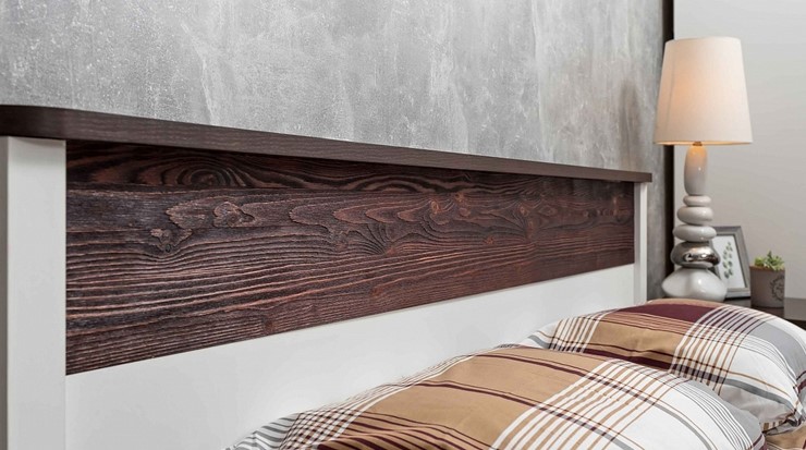 Двуспальная кровать Норвуд 32 с гибкими ламелями дерево, Белый-Орех шоколадный в Вологде - изображение 4