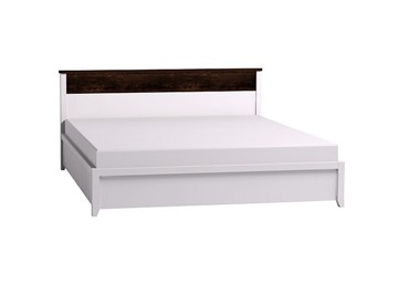 Кровать двуспальная Норвуд 32 с гибкими ламелями металл, Белый-Орех шоколадный в Вологде