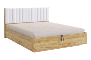Кровать двуспальная с подъемным механизмом Адам, дуб крафт золотой/белоснежный (экокожа) в Вологде