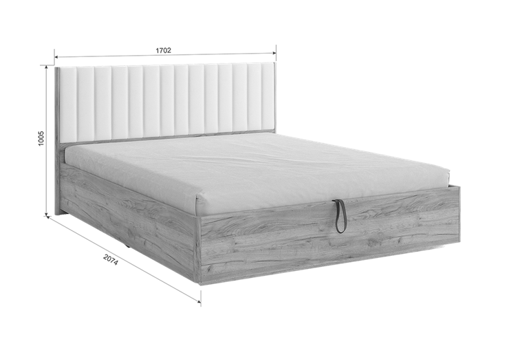 Кровать спальная с подъемным механизмом Адам, дуб крафт золотой/грей алькантара (велюр) в Вологде - изображение 9