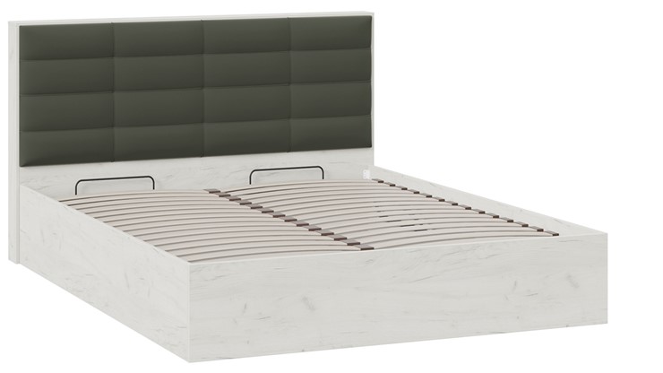 Двуспальная кровать с подъемным механизмом Агата тип 1 (Дуб крафт белый, Велюр Серый) в Вологде - изображение 1