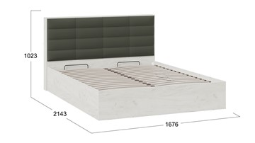 Двуспальная кровать с подъемным механизмом Агата тип 1 (Дуб крафт белый, Велюр Серый) в Вологде - предосмотр 4