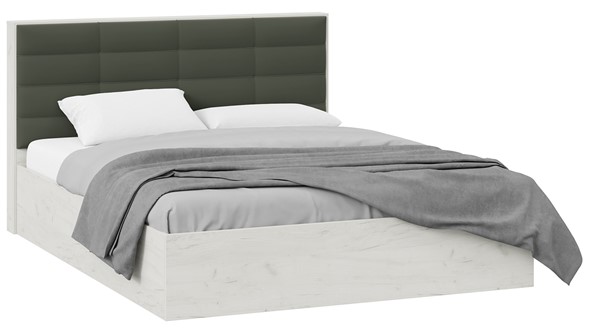 Двуспальная кровать с подъемным механизмом Агата тип 1 (Дуб крафт белый, Велюр Серый) в Вологде - изображение