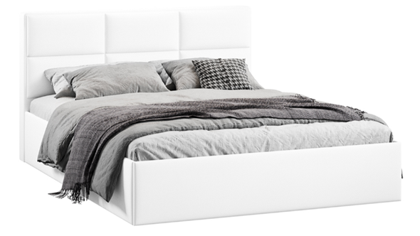 Кровать с подъемным механизмом с заглушиной Стелла тип 1 (Экокожа белая Polo) в Вологде - изображение