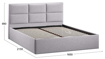 Кровать двуспальная с подъемным механизмом Стелла тип 1 (Микровелюр Jercy Silver) в Вологде - предосмотр 3