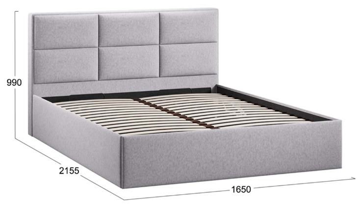 Кровать двуспальная с подъемным механизмом Стелла тип 1 (Микровелюр Jercy Silver) в Вологде - изображение 3