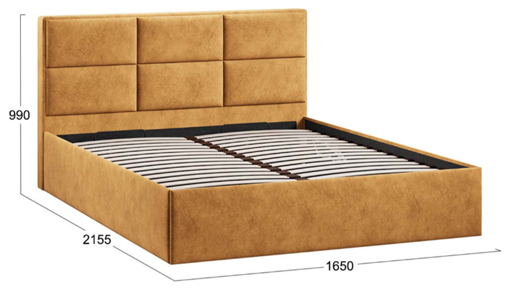 Кровать спальная с подъемным механизмом с заглушиной Стелла тип 1 (Микровелюр Wellmart Yellow) в Вологде - изображение 3