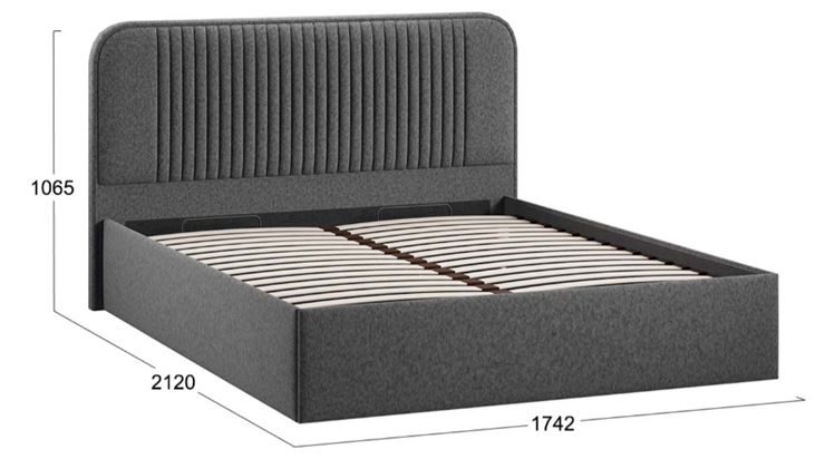Кровать спальная с подъемным механизмом Тиффани тип 1 (Микровелюр Jercy Graphite) в Вологде - изображение 3