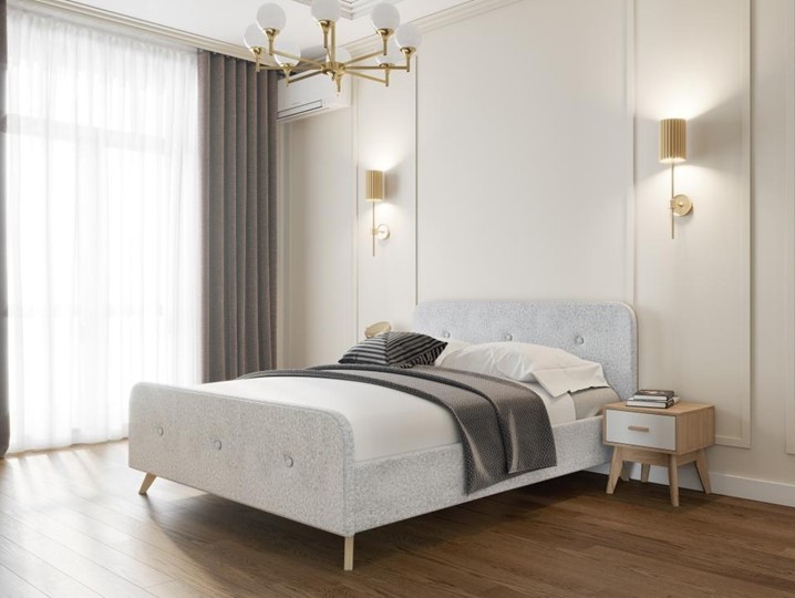 Двуспальная кровать Сиерра 1600 (с подъемным механизмом и коробом) Аура серый в Вологде - изображение 1