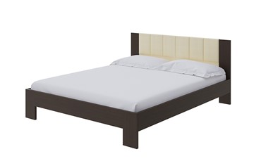 Спальная кровать Soft 1, 160х200, ЛДСП Венге+экокожа (Дуб Венге/Athens Светло-бежевый) в Вологде