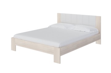 Спальная кровать Soft 1, 180х200, ЛДСП Дуб Шамони+экокожа (Дуб Шамони с белым) в Вологде - предосмотр
