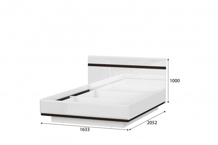 Кровать Соло универсальная 1,6х2,0, белый/белый глянец/венге в Вологде - изображение 1