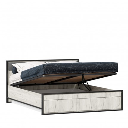 Двуспальная кровать Техно 1600 ЛД 678.141.000.012 с подъемным механизмом, Дуб крафт белый/Серый шифер в Вологде - изображение