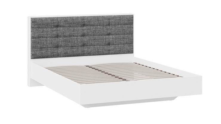 Спальная кровать Тесса (Белый Жемчуг/Рогожка серая) в Вологде - изображение 1