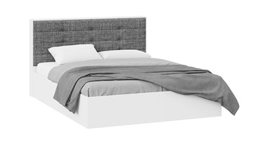 Кровать в спальню с подъемным механизмом Тесса (Белый Жемчуг/Рогожка серая) в Вологде