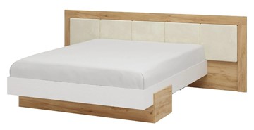 Кровать спальная Тоскана 1600 с декором (Дуб крафт золотой/Белый поры глубокие) с основанием в Вологде