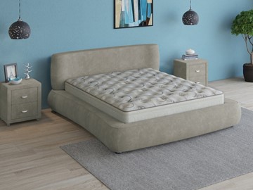 Кровать двуспальная Zephyr 160х200, (Велсофт Серый) в Вологде