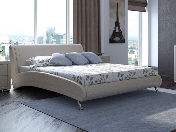 Кровать спальная Corso-2 160х200, Экокожа (Жемчуг) в Вологде - изображение