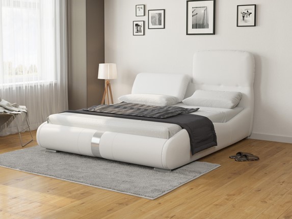 Кровать Лукка 160х200, Экокожа (Белый) в Вологде - изображение