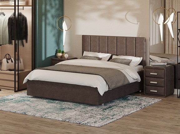 Двуспальная кровать Modern Large 200х200, Велюр (Лофти Кофейный) в Вологде - изображение