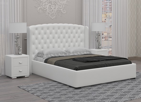 Кровать Dario Classic 140x200, Экокожа (Белый) в Вологде - изображение
