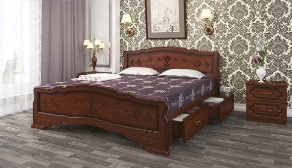 Кровать с выкатными ящиками Карина-6 (Орех) 160х200 в Вологде - изображение