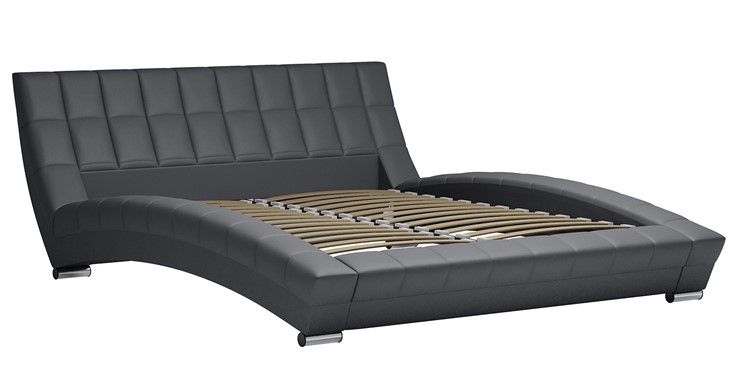 Спальная кровать Оливия 160 арт. Марика 485 к/з (серый) с основанием в Вологде - изображение 1