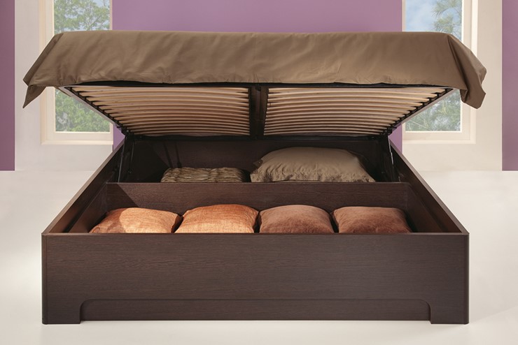 Кровать с подъемным ортопедическим основанием Парма-3 1400,  венге / экокожа caiman темный в Вологде - изображение 3