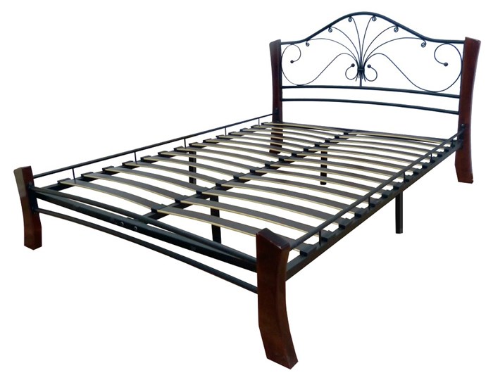 Кровать полуторная Фортуна 4 Лайт, 1400, черный/шоколад в Вологде - изображение 1