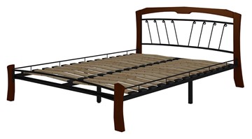 Спальная кровать Муза 4 Лайт, 1400, черный/махагон в Вологде - предосмотр 1
