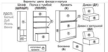 Кровать-трансформер Smart (ШЛ+К 1600), шкаф левый в Вологде - предосмотр 2