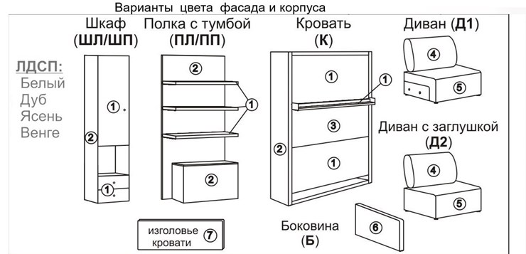 Кровать-трансформер Smart (ШЛ+К 1600), шкаф левый в Вологде - изображение 2