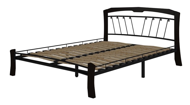 Кровать полутороспальная Муза 4 Лайт, 1400, черный/шоколад в Вологде - изображение 1