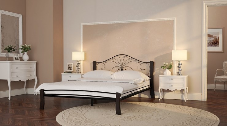 Кровать полуторная Фортуна 4 Лайт, 1400, черный/шоколад в Вологде - изображение 2