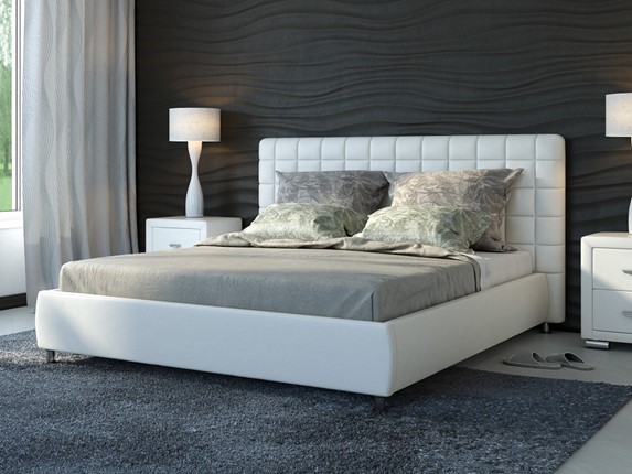 Кровать Corso-3 160х200, Экокожа (Белый) в Вологде - изображение