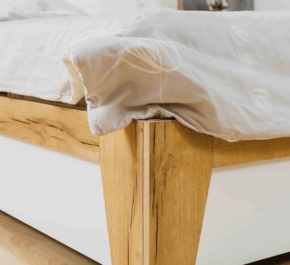 Кровать Айрис 306 1800 с гибкими ламелями дерево, Белый-Дуб золотистый в Вологде - изображение 4