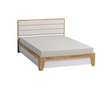 Двуспальная кровать Айрис 306 1800 с гибкими ламелями металл, Белый-Дуб золотистый в Вологде