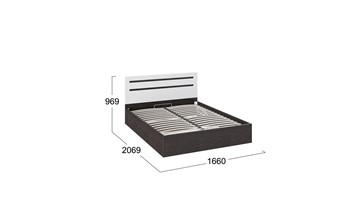 Двуспальная кровать с подъемным механизмом Фьюжн ТД-260.01.04 (Белый глянец, Венге Линум) в Вологде - предосмотр 2